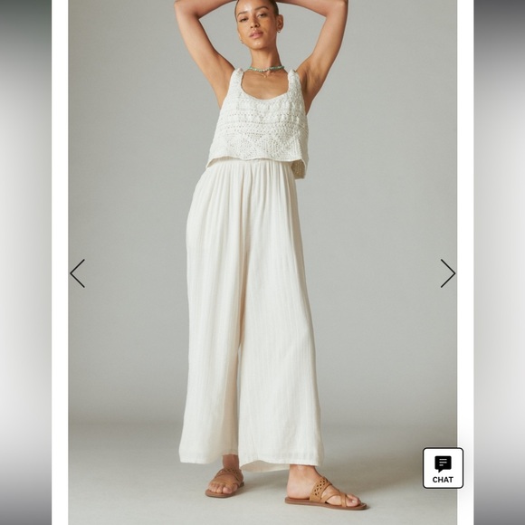 Lucky Brand Pants - Lucky Brand XL crochet Jumpsuit with pockets sleeveless, elastic waist sold out